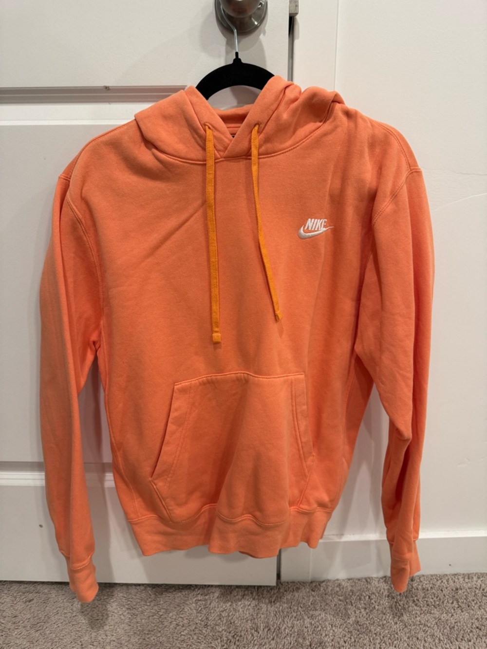 Nike Peach Orange Crewneck Hoodie with white logo
